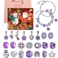 Set de calendario de adviento DIY con abalorios morados, cadenas de plata y bolsas - Púrpura SDT072