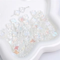 Iridescent glass clover beads with metal T-pins for DIY jewelry making sets - Clover-10mm-Clear