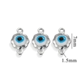 Silver 7mm evil eye flower connector charm in stainless steel for jewelry making - Double Hole / Steel-White
