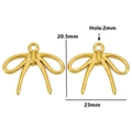 Golden stainless steel bow pendant charms for jewelry making with dimensions 20.5x23mm - Style 21 / Gold
