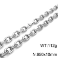 Silver 10mm thick O-chain stainless steel necklace for men with 112g weight and 650mm length - Silver Necklace / 650x10mm