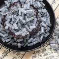 DIY bamboo shape glass beads in gray and gold floral pattern for jewelry making - Silver Frost (Ink Wash 6x12mm)