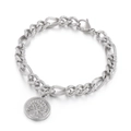 Bracciale in acciaio inossidabile argento con ciondolo albero della vita e maglia testurizzata - Colore Acciaio (KB145971-Z)