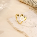 Eleganter offener Ring aus 18k vergoldetem Edelstahl mit Muschelblüte und Kristall - Blumen-Strass-Stil (R01119G)