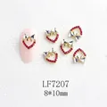 Breloque ongle cœur rouge avec nœud argenté, cadre en alliage 8x10mm, modèle LF7207 - Cœur argenté avec nœud strass rouge (LF7207)