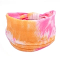Bohemian style tie-dye stretch cotton headband for women in vibrant pink and orange tones - 66-Pink Orange Tie Dye