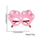 Pink plush paw Easter party glasses with measurements showing dimensions and lightweight design - Pink Bunny Paw Style