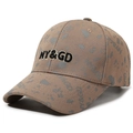 Gorra de béisbol de lona caqui con bordado negro NY&GD y patrón de logotipo impreso - Café