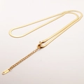 Collar de cadena de serpiente plana de acero de titanio dorado con cierre de langosta - Dorado/3MM de Ancho/Con Etiqueta/50CM de Largo