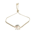Adjustable gold elephant bracelet with colorful zircons and white enamel finish - Yellow