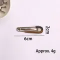 Barrette à cheveux y2k en métal argenté pour femme, dimensions 6cm de long et 2cm - Pince Bec de Canard Irrégulière (X1-453) / 6cm