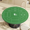Green circular rubber game mat with card game zones and non-slip backing on table - Diameter 60cm / Cyan - Round / 3.5mm Thickened Silent Rubber Base