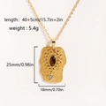 Detail of 14K gold titanium necklace with hammered square pendant and brown gemstone - Hammered Square Brown Gem (Style 4)