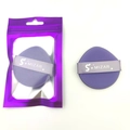 Set of two purple teardrop-shaped makeup sponges with ribbon handles and zipper pouch - Light Purple Pointed (Mizar)