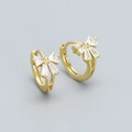Eleganti orecchini a fiocco dorati con zirconi cubici scintillanti per donne - Argento 925 / Oro