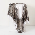 90x90cm satin square scarf with brown and grey paisley pattern on white background - 90*90cm / White