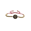 Pulsera de ojo turco bañada en oro con cordón rojo ajustable y circonita azul - Cuentas Doradas Cuerda Roja