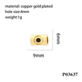 Technical drawing of a 9mm gold-plated copper evil eye bead with 4mm hole dimensions - P03637 Cylinder Black Eye