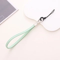 Short mint green PU leather phone wrist strap with silver metal lobster clasp and loop - Light Green