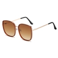 Gafas de sol cuadradas de gran tamaño con lentes degradadas marrones y montura metálica dorada - Montura Té Lente Té Degradado