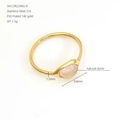 Bague minimaliste en acier inoxydable plaqué or 14K avec pierre rose - Style Vintage Occidental (ZR2246G) / Taille 52 / Or