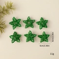 Set de 6 estrellas de ratán verde 6cm para árbol de Navidad y decoración festiva hogar - Estrella 6cm / Verde