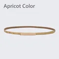 Minimalist apricot slim leather belt for women with elegant golden metal buckle - 105cm / Apricot