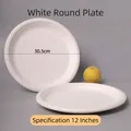 Eco-friendly 12 inch white circular sugarcane pulp disposable paper plate 30.5cm - 12 Inch Deep Plate Thickened / White