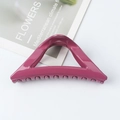 Rose red triangular hollow hair claw clip with glossy finish for elegant hairstyling - Glossy Rose Red