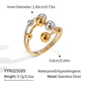 Two-tone silver and gold stainless steel ring featuring minimalist layered beads - Stainless Steel / Two-tone Ball Style (YYR025089)