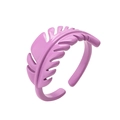 Bague ouverte feuille violet lavande minimaliste avec finition émail et anneau réglable - Ouvert Réglable / Violet