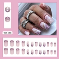 Elegant purple gradient marble press-on nails with gold swirls and glitter accents - Purple Fantasy Mystery (Glue Type)