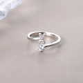 Adjustable S925 silver ring featuring a sparkling X letter and a round solitaire diamond - Letter X