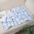 Blue and white cloud pattern soft coral fleece blanket for pets with premium piping - Blue Elephant