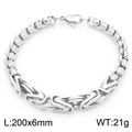 Pulsera bizantina en V para hombre de acero inoxidable de 6mm con cierre de langosta - Plata Brillante Color Sólido (KB186467-Z)