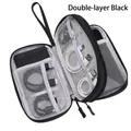 Double-layer black electronic organizer bag with elastic straps and mesh pockets - Double Layer / Black