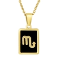 18K gold plated stainless steel necklace with black Scorpio zodiac pendant on white background - Scorpio (With Chain)