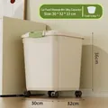 Contenitore ermetico 9kg per cibo animali bianco crema con clip verdi e quattro ruote - 9kg / Con Ruote