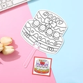 Kids DIY coloring fan with cake and butterfly outlines and a color reference card - Rainbow Cake