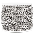 Silver stainless steel NK curb chain on white spool for DIY jewelry making and crafts - 5mm / Steel