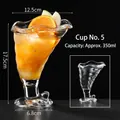 Creative 350ml ribbed glass cocktail cup with unique wave rim and artistic base stand - Style 5 Juice Glass