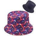 Detail showing colorful tie-dye patterns and reinforced stitching on a cotton bucket hat - One Size / Multi-color Spiral (Style 1)