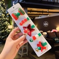 Detailed set of five Christmas hair clips with festive bow, star, and snowflake motifs - H3-4# Bow Tie Christmas Style (cardboard Packaging)