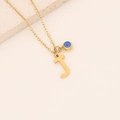 Collier doré avec un pendentif lettre J et une perle œil bleu sur une chaîne fine - Lettre J