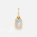 Golden stainless steel rectangle pendant featuring a light blue moonstone gem variant - June Pendant-Milky White