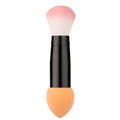 Dual-ended makeup brush with pink gradient bristles and orange sponge applicator - Bullet Tip / Orange