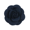 Dark blue camellia flower brooch pin crafted from layered wool felt for suit lapels - No Pearls / Navy Blue