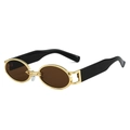 Vintage small oval sunglasses with golden metal frame and brown lenses for women - Gold Frame Tea Lens