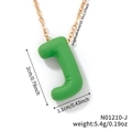 Minimalist gold chain necklace with a 3D green balloon letter J pendant for women - Letter J (N01210-J)