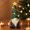 Christmas forest green gnome plush with star tree hat and red striped sleeves - Green Christmas Tree Gnome